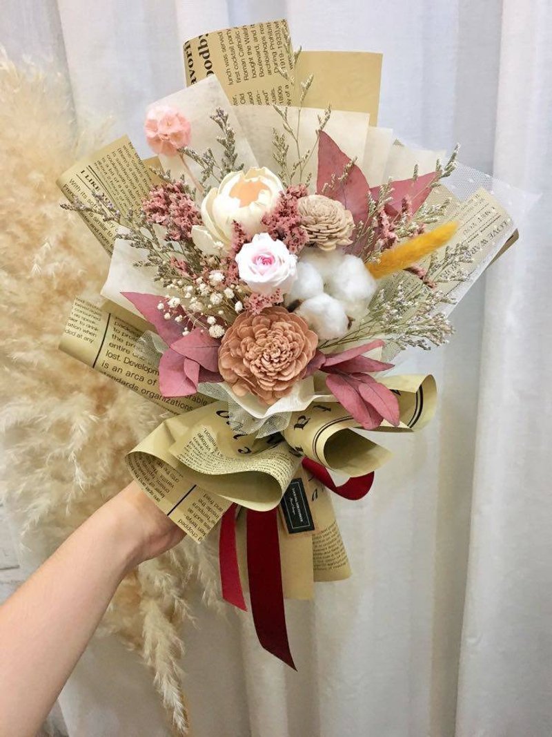 干燥花束【粉黛古典】圣诞花束 生日礼物 交换礼物 求婚花束 生日 - 干燥花/捧花 - 植物．花 