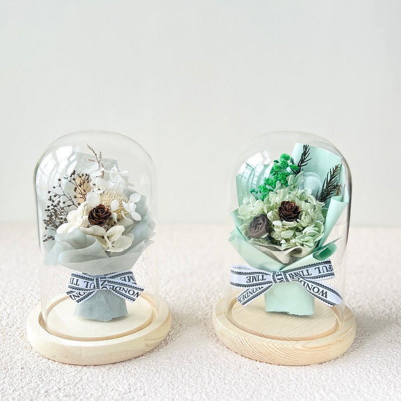 圣诞玻璃永生花 花束玻璃盅 永生花玻璃罩 情人节礼物 迷你花束 - 干燥花/捧花 - 植物．花 