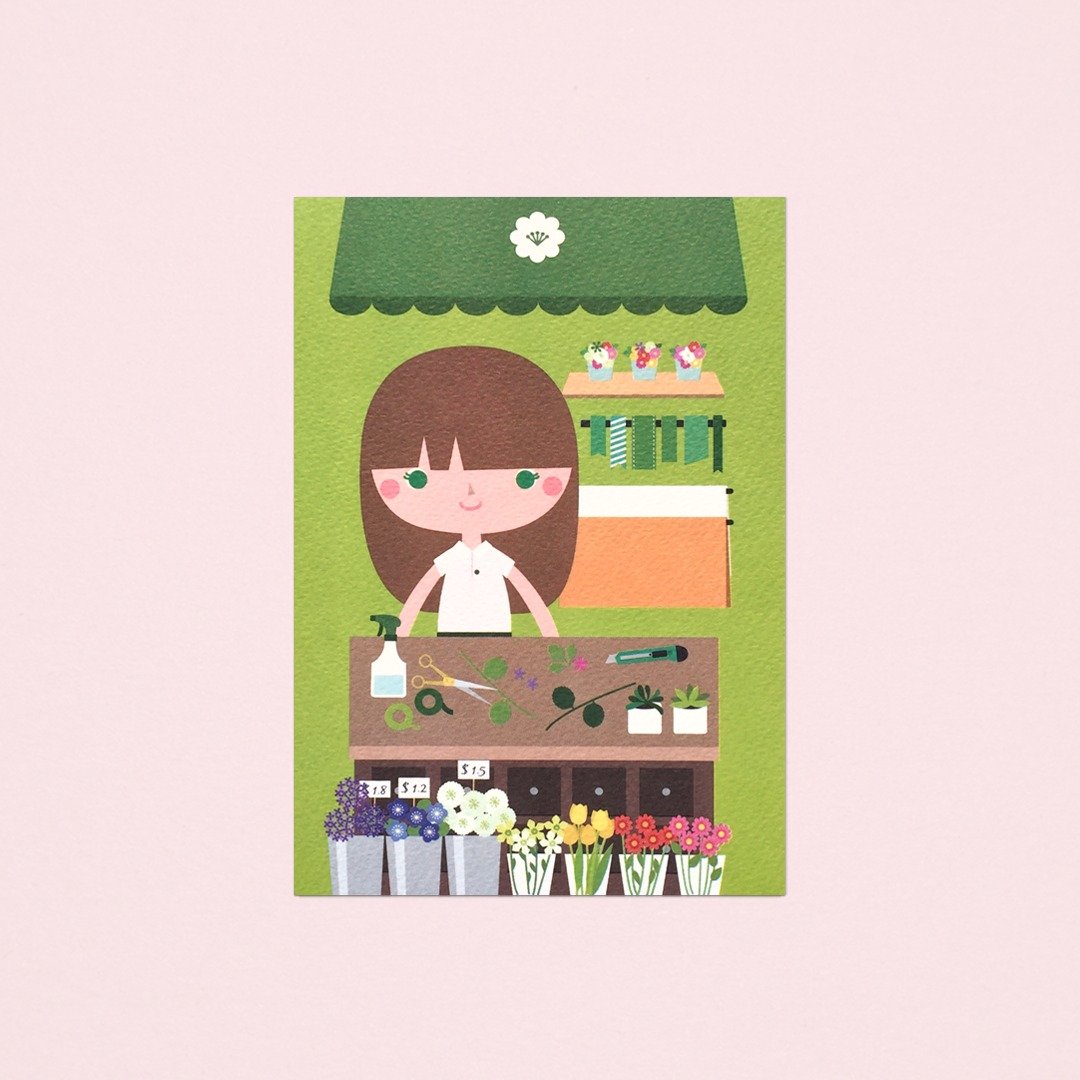 [女孩与她的店] lily 的花店 - 明信片 - 卡片/明信片 - 纸 绿色