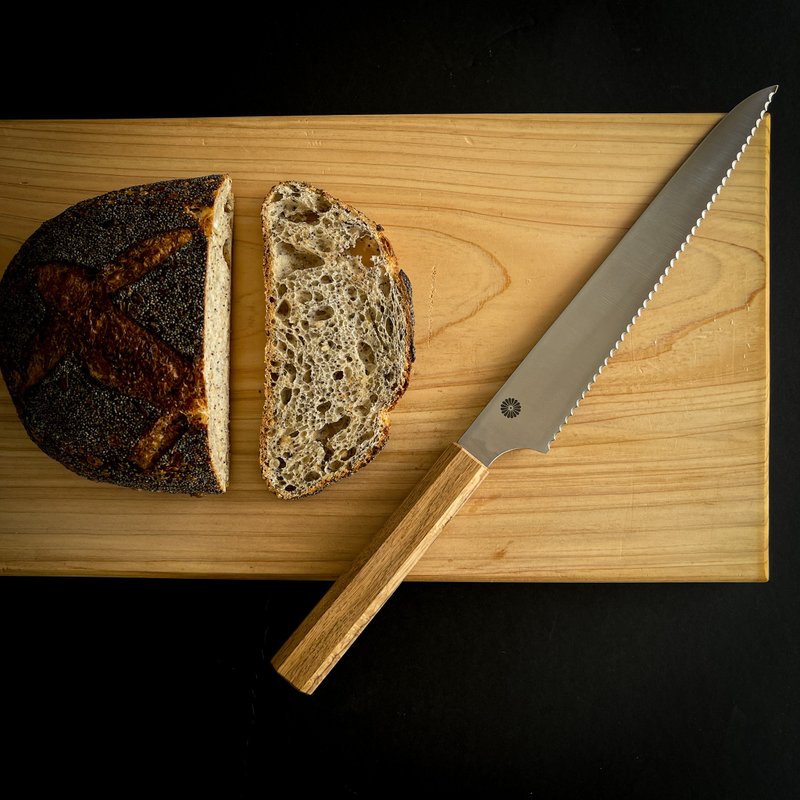 NATUR面包刀カシ日本木柄24厘米面包刀锋 - 菜刀/刀架 - 木头 咖啡色