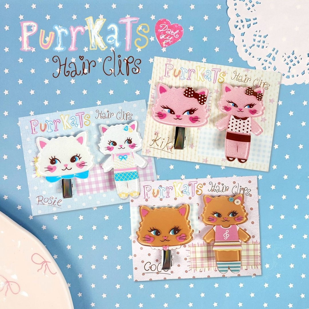 DADDY | Purrkats Hair Clips 可爱猫咪造型发夹 - 发饰 - 其他材质 