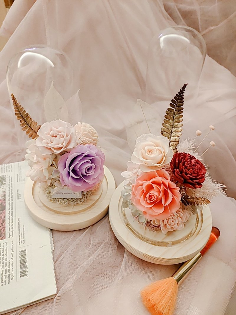 Sheer Whisper絮语藏花_永生花玻璃罩气氛灯/玻璃盅花礼 - 干燥花/捧花 - 植物．花 紫色