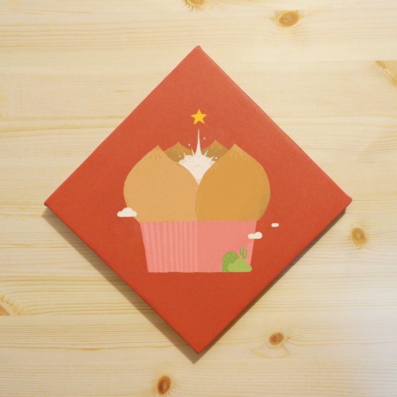 发发发 - 小黄间新春年菜无框画 - 画框/相框 - 棉．麻 红色