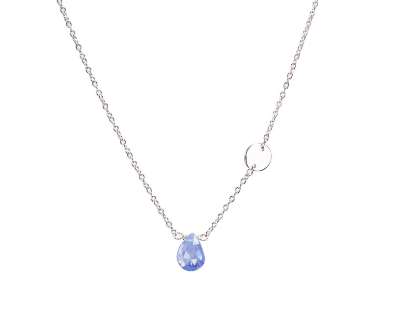 极简定制坦桑石锁骨链 刻字十二月诞生石 射手座魔羯座星座项链 - 锁骨链 - 纯银 紫色