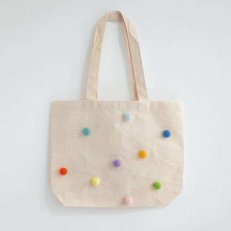 【Q-cute】袋子系列-缤纷球球 - 侧背包/斜挎包 - 棉．麻 多色