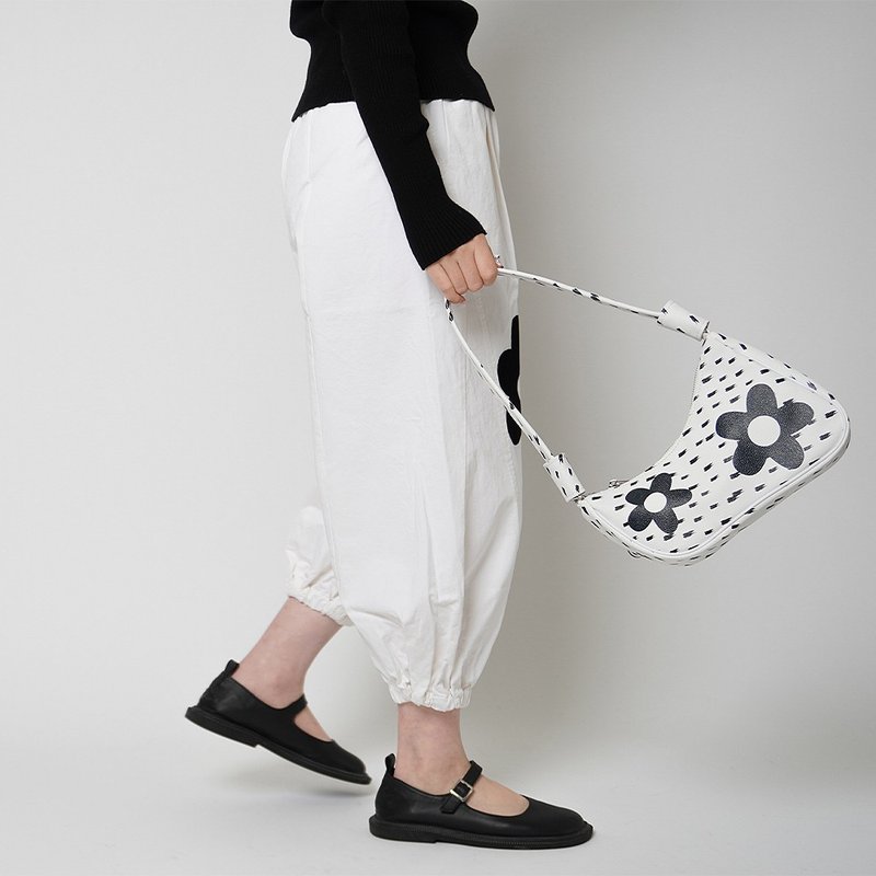 rebirth野生设定原创百搭Y2K辣妹涂鸦马鞍单肩斜挎手提女士腋下包 - 侧背包/斜挎包 - 人造皮革 