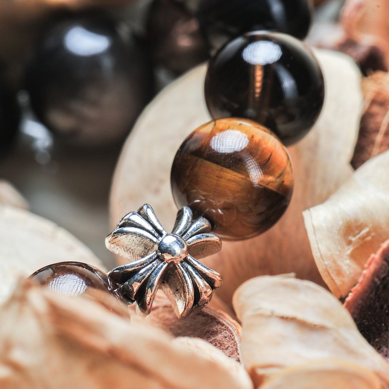 采忆矿石。果断 高品黄虎眼 茶晶  银曜石 克罗心 - 手链/手环 - 水晶 