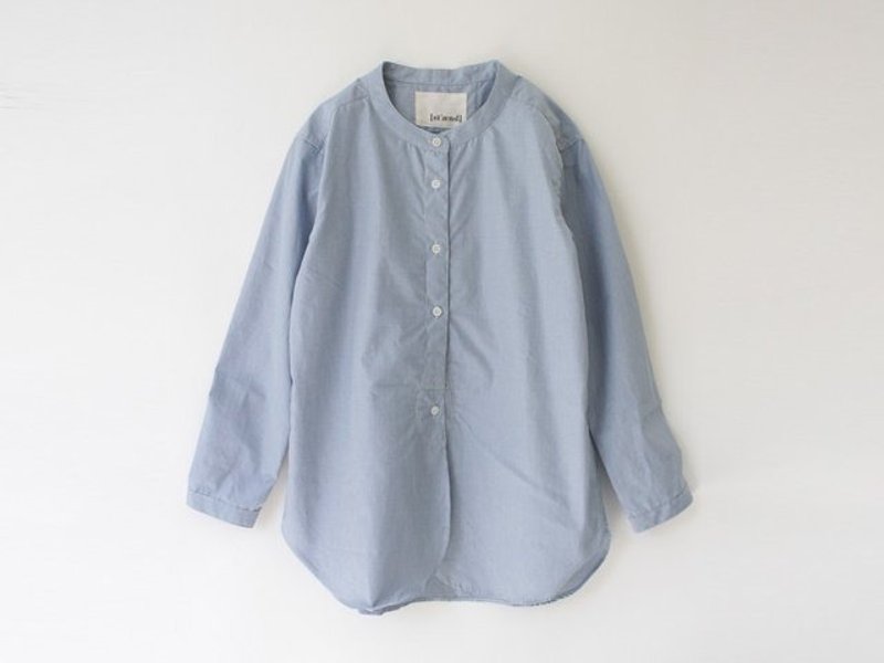 Dyed Indigo Dyed Check Band Color Indigo Shirt 8612-01002-34 - 女装衬衫 - 棉．麻 蓝色