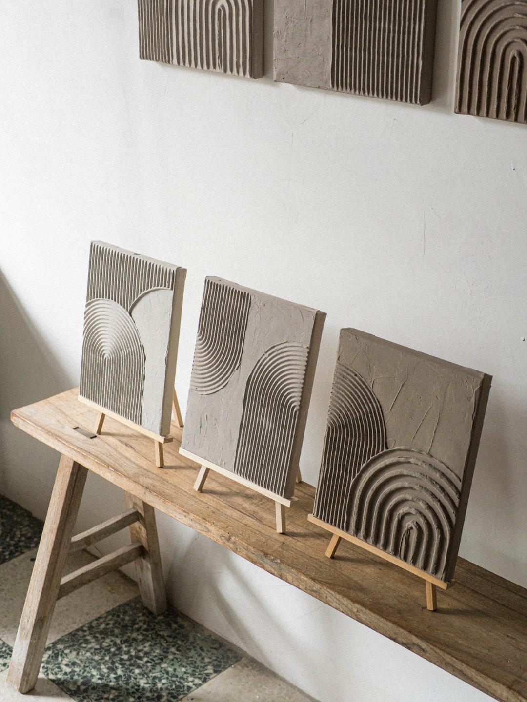 极简石膏画【侘寂渐层 三件组】小 / 库存 / 纯手工 - 海报/装饰画/版画 - 水泥 卡其色