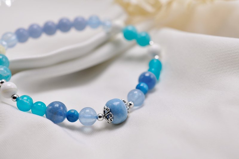 典藏原创 | 蓝调 | 天河石/砗磲/蓝托帕/海蓝宝/秘鲁天使石 - 手链/手环 - 水晶 蓝色