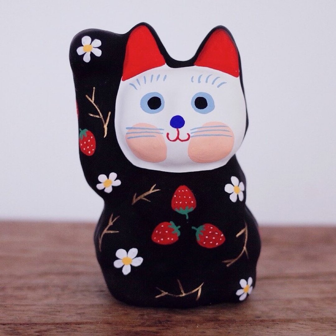 Lucky Cat Strawberry pattern Right beckoning - 玩偶/公仔 - 纸 