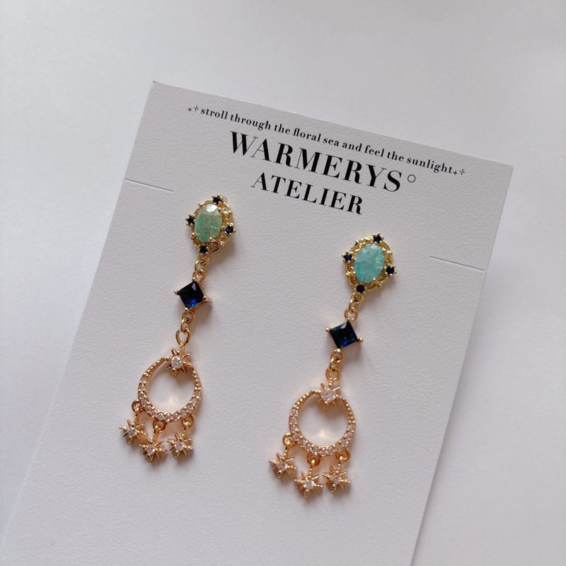 //现货// starry night earrings - 耳环/耳夹 - 其他金属 蓝色