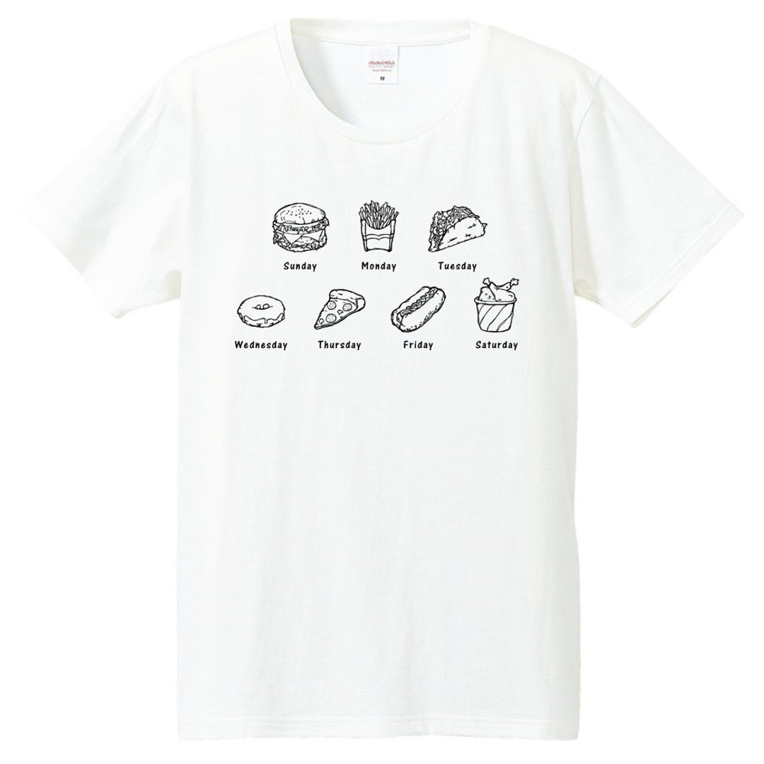 T-shirt / Junk Food Week - 男装上衣/T 恤 - 棉 白色