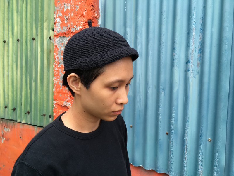 小比利Billy Jr. 手织棉帽 原棉洗旧黑色 chokdee-muakdeedee - 帽子 - 棉．麻 黑色