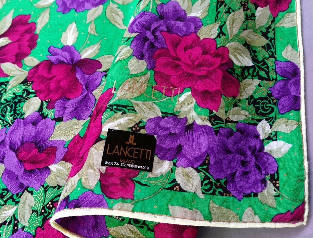 Lancetti Vintage Women Handkerchief Floral - 手帕/方巾 - 棉 红色