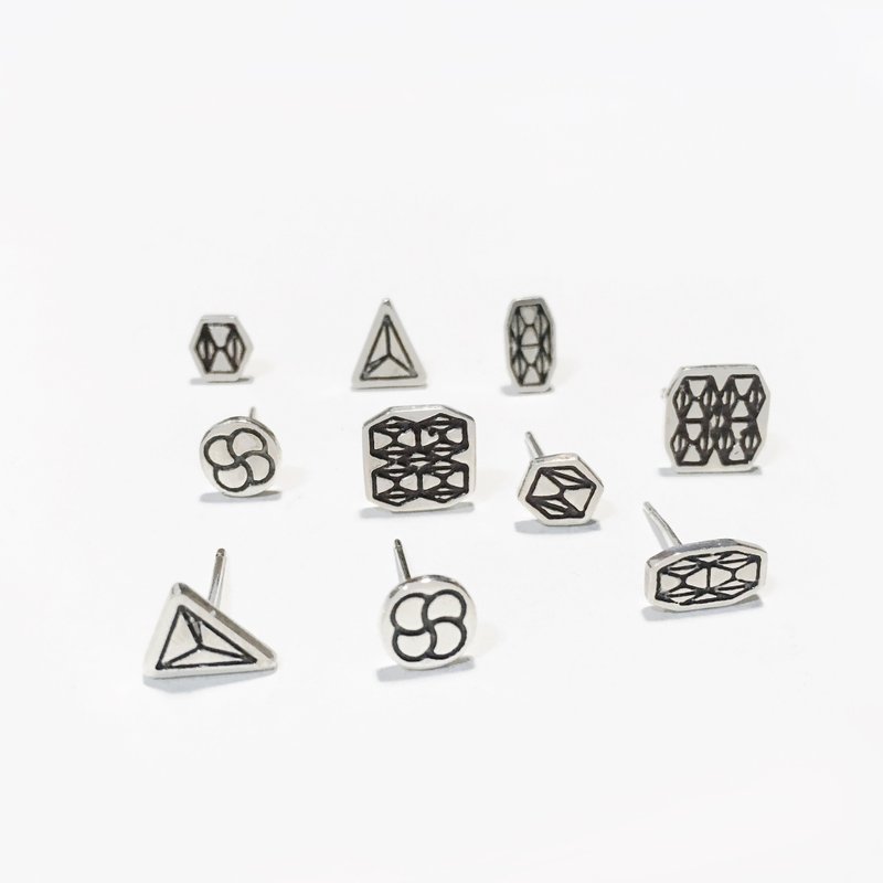 【几何形系列-纯银耳针】1+1 任选2对 超超值优惠价 - 耳环/耳夹 - 其他金属 银色