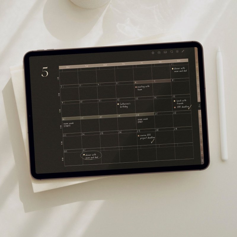 【 All Days 电子手帐 】无时效/黑茶色/平板电子模板 - 电子手帐及素材 - 其他材质 