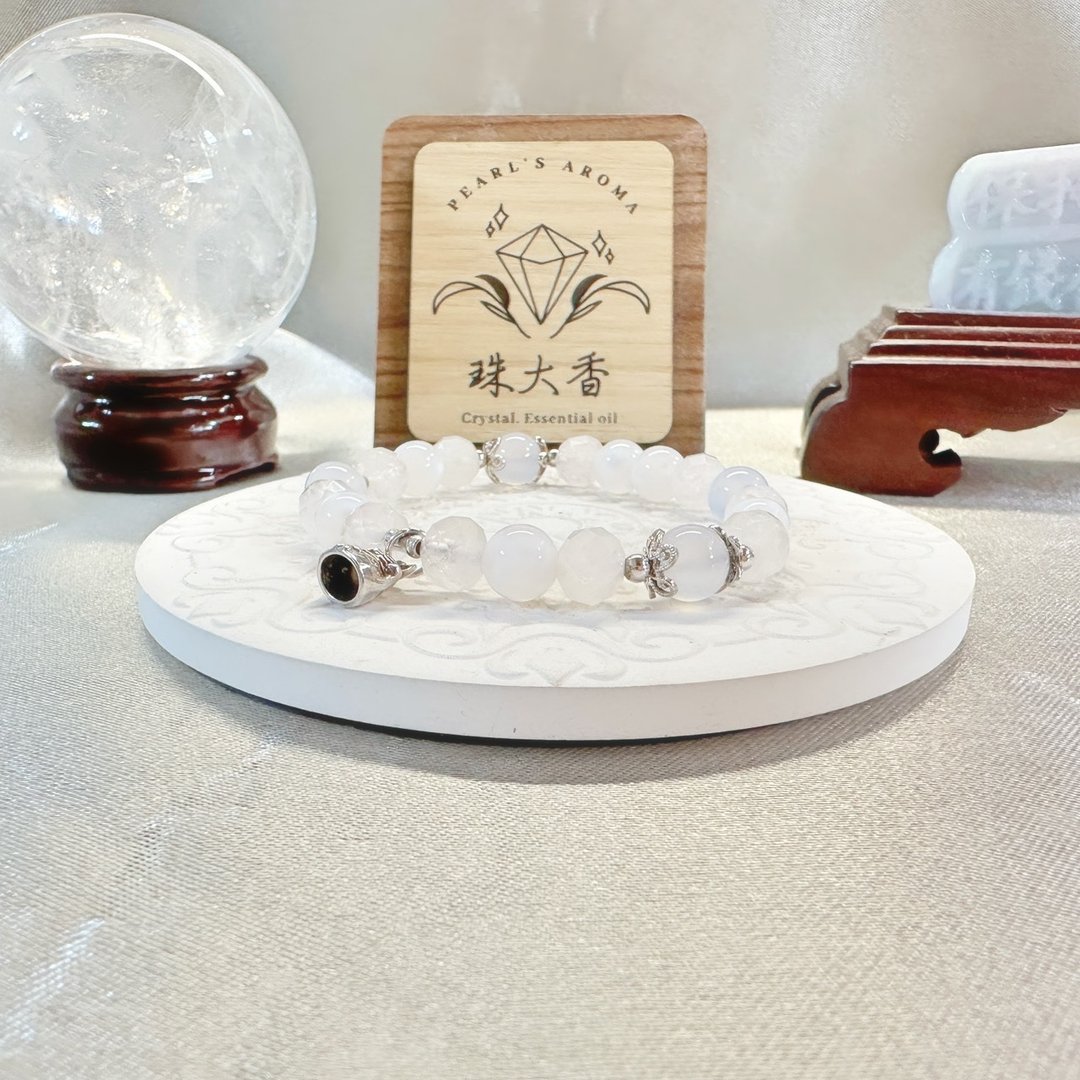 云语心澄 蓝玉髓 白玛瑙 粉晶 925纯银 - 手链/手环 - 水晶 多色