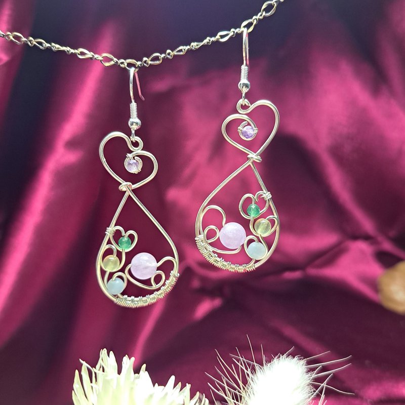 梦幻古典之心水滴耳环 - 耳环/耳夹 - 半宝石 