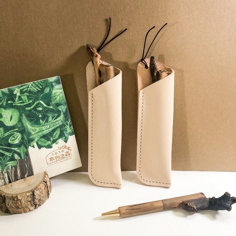 原色真皮笔套 - 铅笔盒/笔袋 - 真皮 卡其色