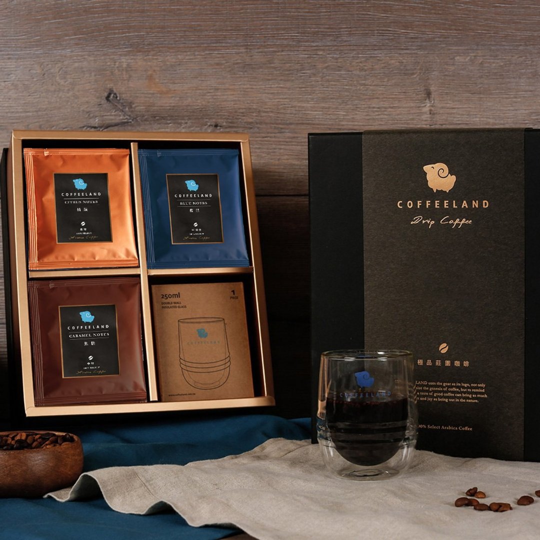 COFFEELAND |【咖啡礼盒】30入滤挂咖啡 - 附双层杯 - 咖啡 - 新鲜食材 黑色