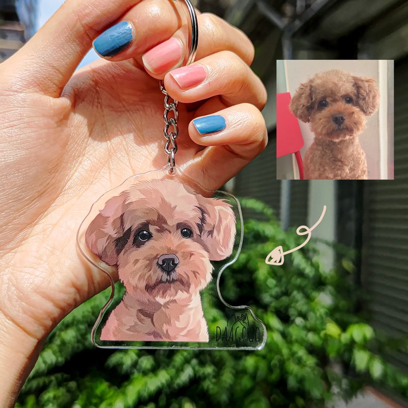 宠物似颜绘(半身) 压克力 纪念 钥匙圈 定制化礼物 猫 狗 人像 - 钥匙链/钥匙包 - 其他材质 