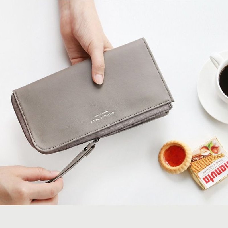 iconic-漫步云端护照套手提转角皮夹-爵士灰,ICO87076 - 皮夹/钱包 - 真皮 灰色