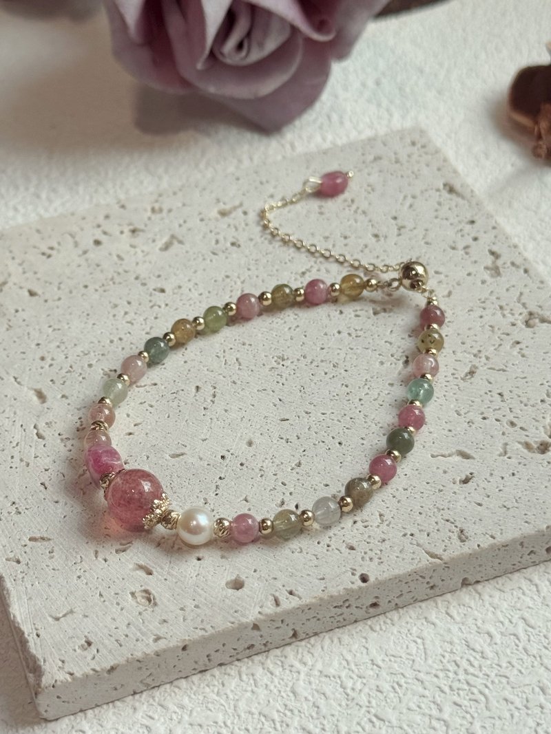 AZ 碧玺草莓晶手链 恋爱能量 甜蜜守护 - 手链/手环 - 宝石 