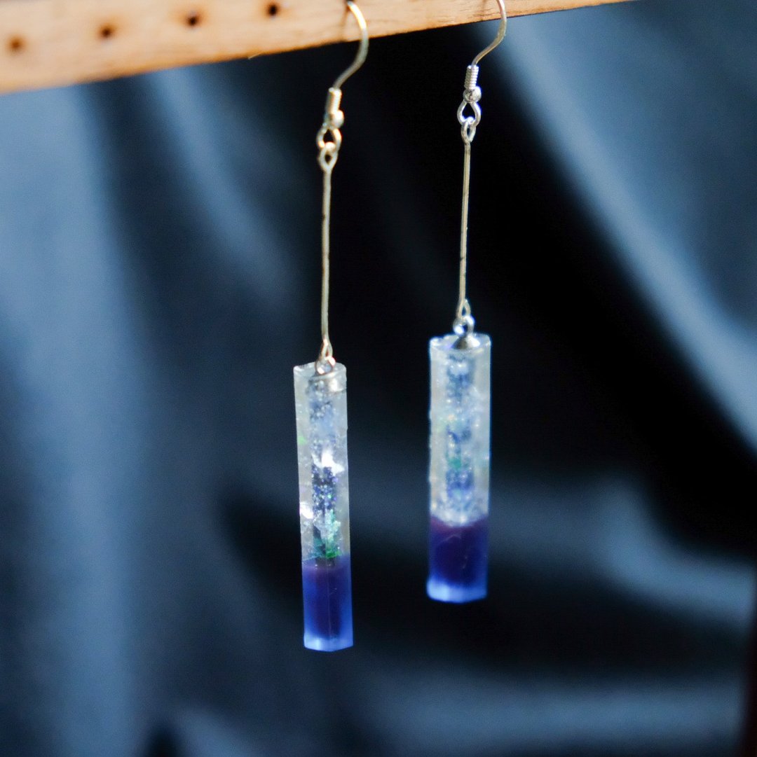【真夜中】Midnight Clear Sky - Silver Earrings by ETPLANT - 耳环/耳夹 - 纯银 蓝色