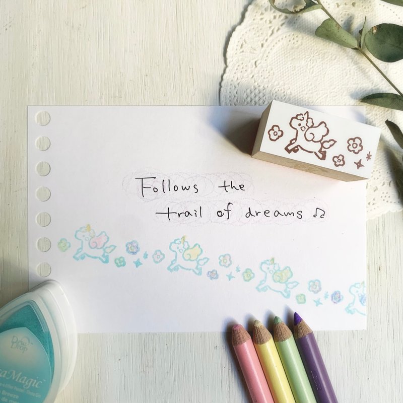 橡皮章【轻柔独角兽的彩虹小径印章】 - 印章/印台 - 其他材质 白色