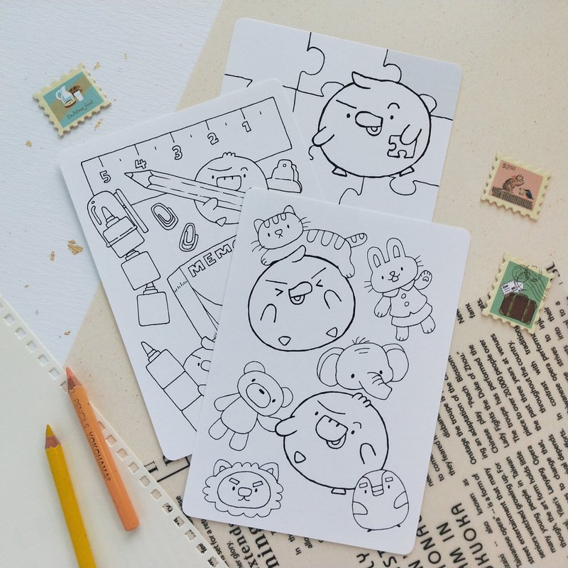 【着色明信片-加大】鸭子兄弟 - 卡片/明信片 - 纸 白色