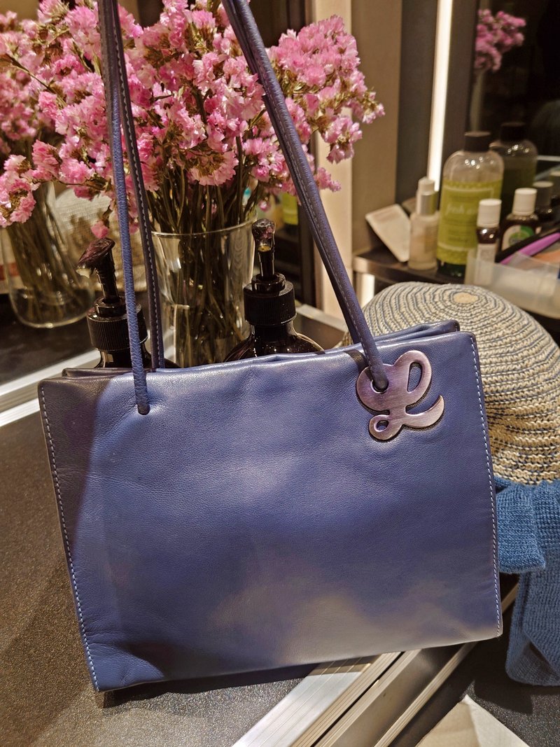 预留Loewe 灰蓝羊皮腋下包单肩包托特包手挽袋手拿包手挽包手提包 - 手提包/手提袋 - 真皮 黑色