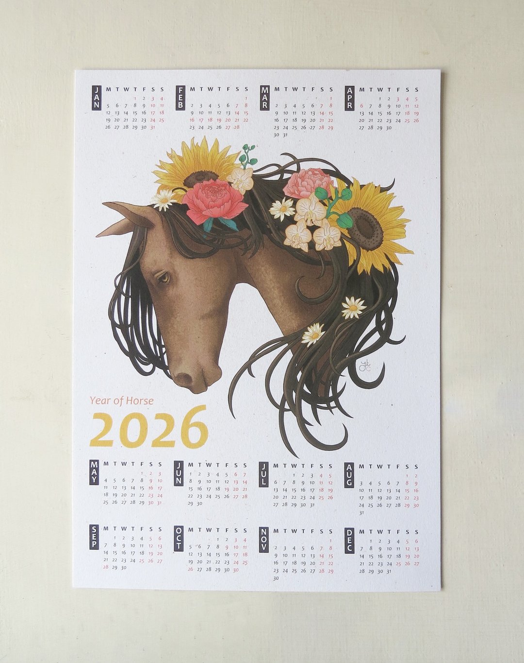 2026马年花卉年历海报 - 年历/台历 - 纸 卡其色