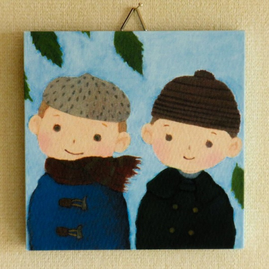 Mini panel No.17 / Acorn Boys with Acorn Eyes - 海报/装饰画/版画 - 纸 蓝色