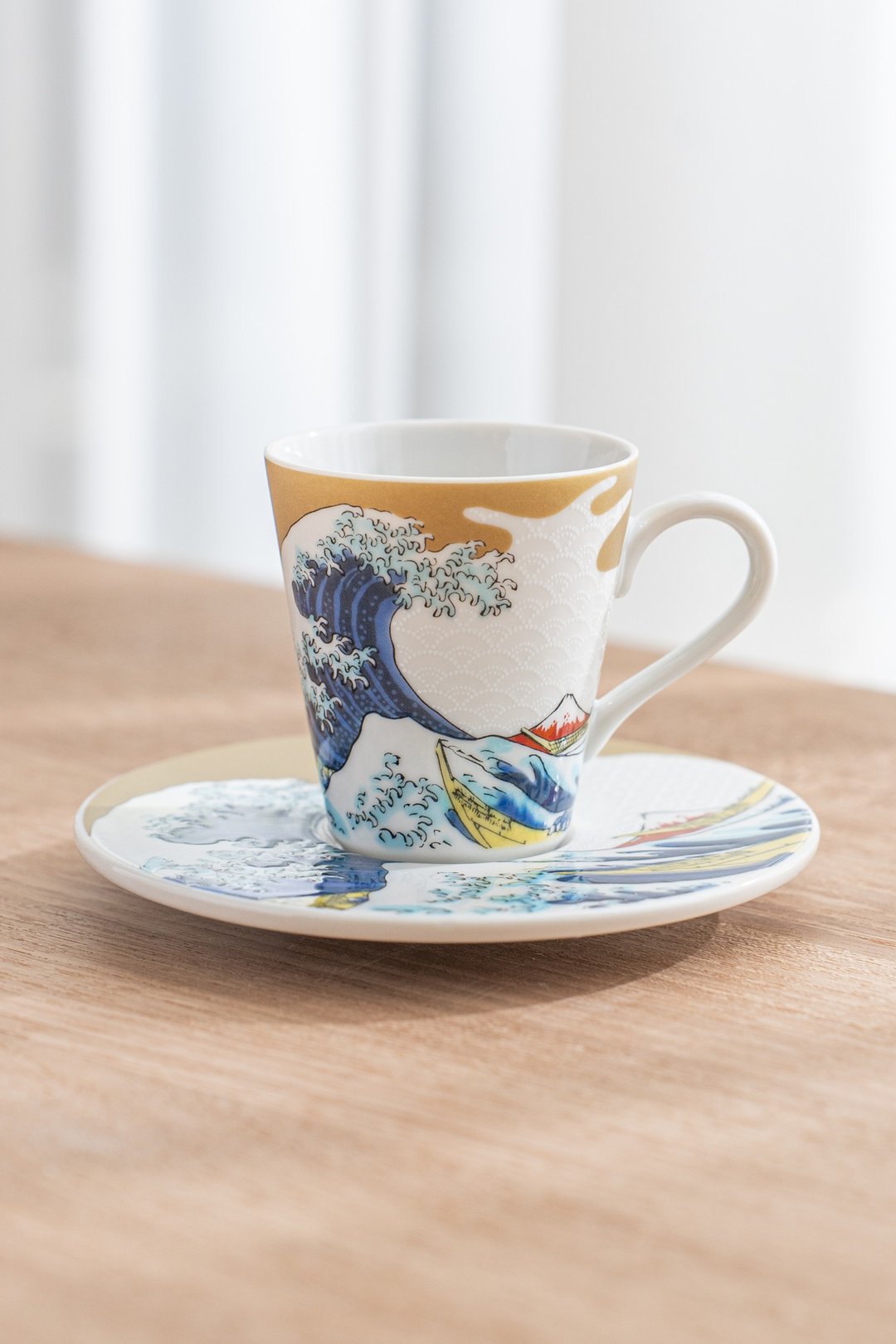 【生日礼物】北斋波Espresso咖啡杯盘组 /九谷青郊窑 - 咖啡杯/马克杯 - 瓷 蓝色
