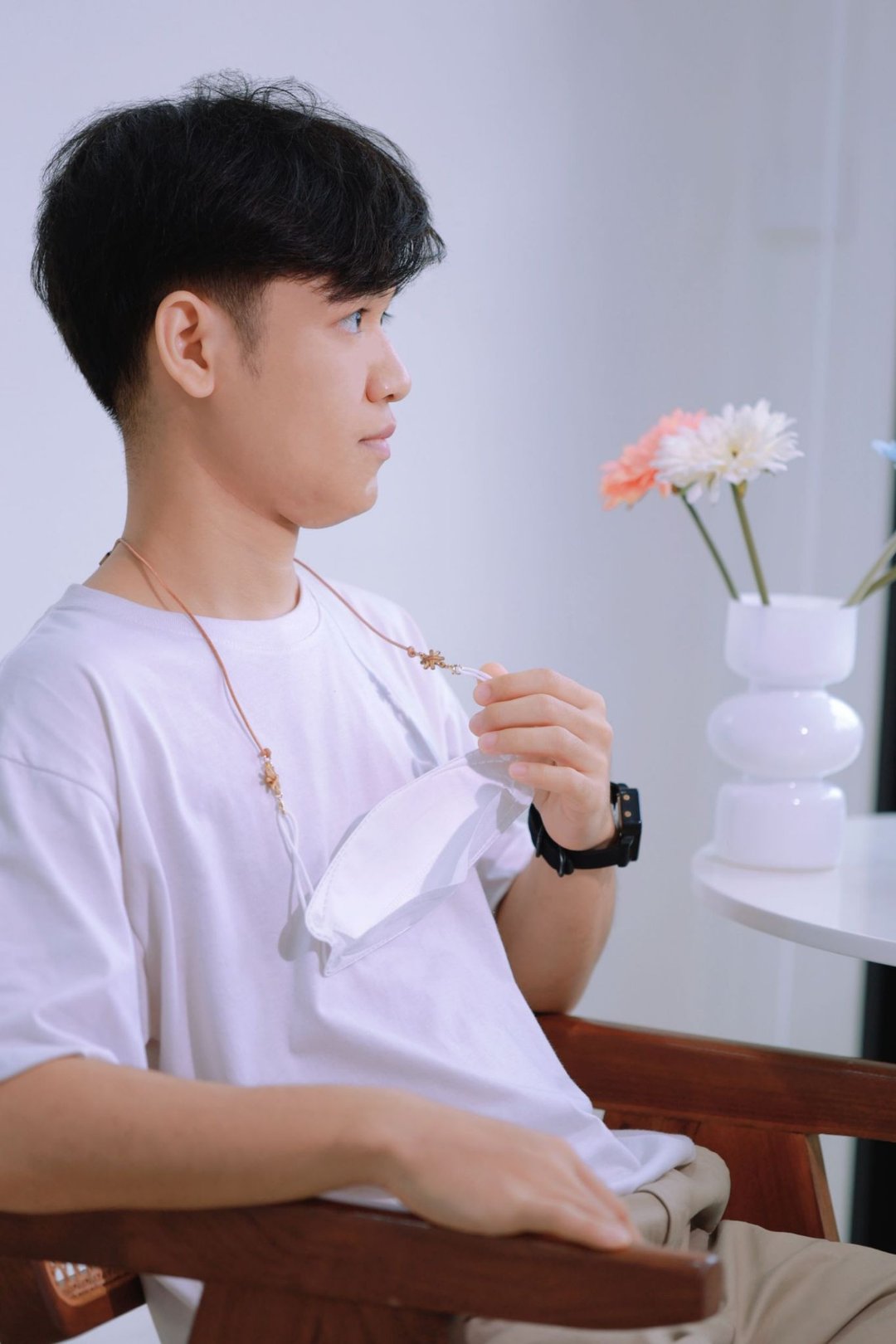 面罩带，Dok 织机（正面查看）棕色（手工制品）| GHOMLANNA | 竹子 - 挂绳/吊绳 - 木头 咖啡色