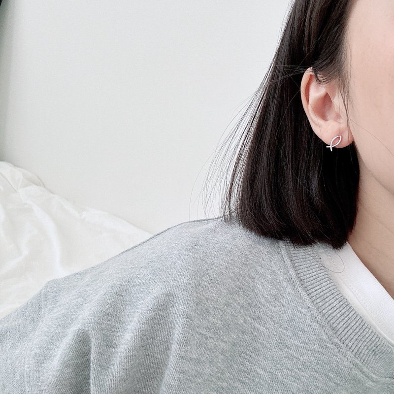 JIN CHA GOD-纯银耳环 超美简约基督鱼纯银耳环/925银针 - 耳环/耳夹 - 纯银 