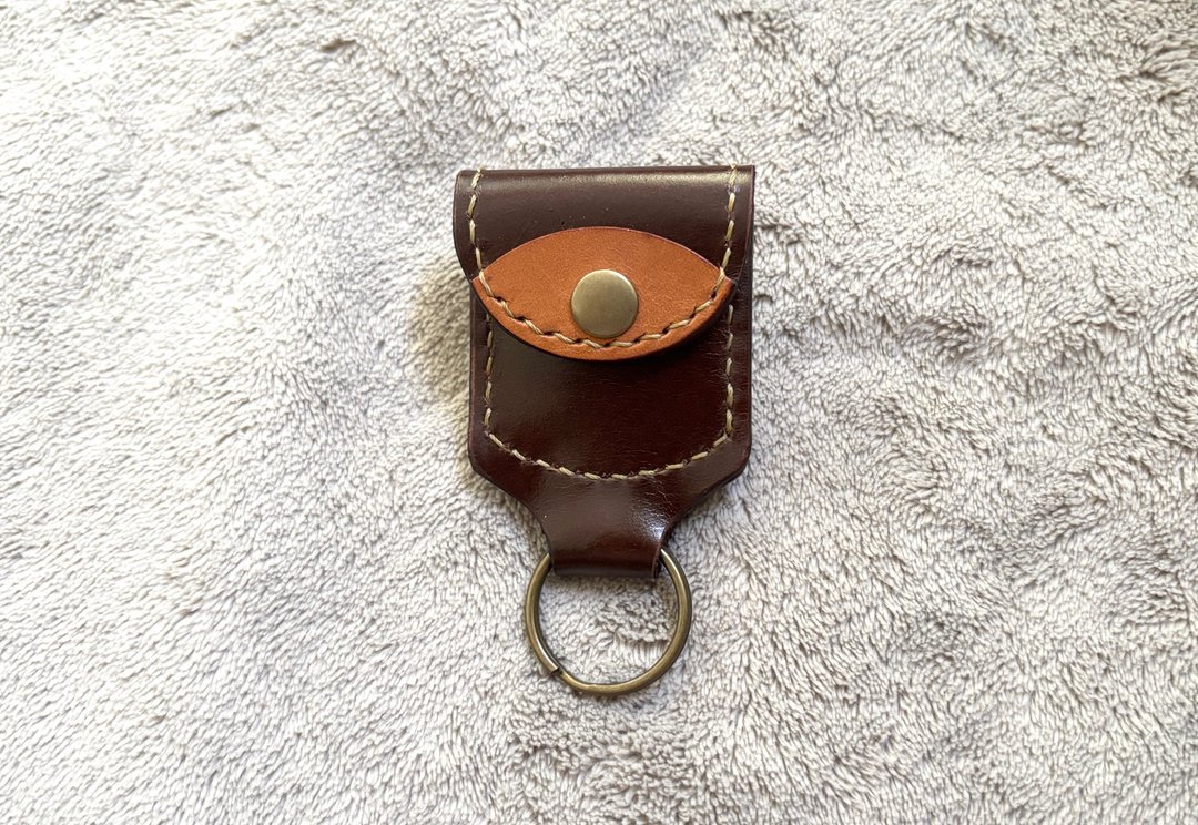 POPO│迷你│皮革钥匙包 leather - 钥匙链/钥匙包 - 真皮 咖啡色