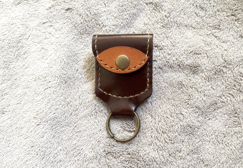 POPO│迷你│皮革钥匙包 leather - 钥匙链/钥匙包 - 真皮 咖啡色