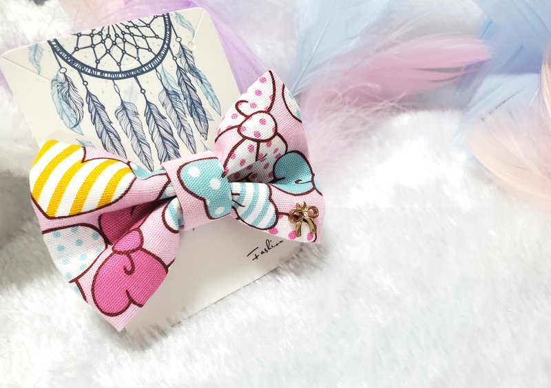 啾啾布蝴蝶结儿童发夹 - 发饰 - 棉．麻 多色