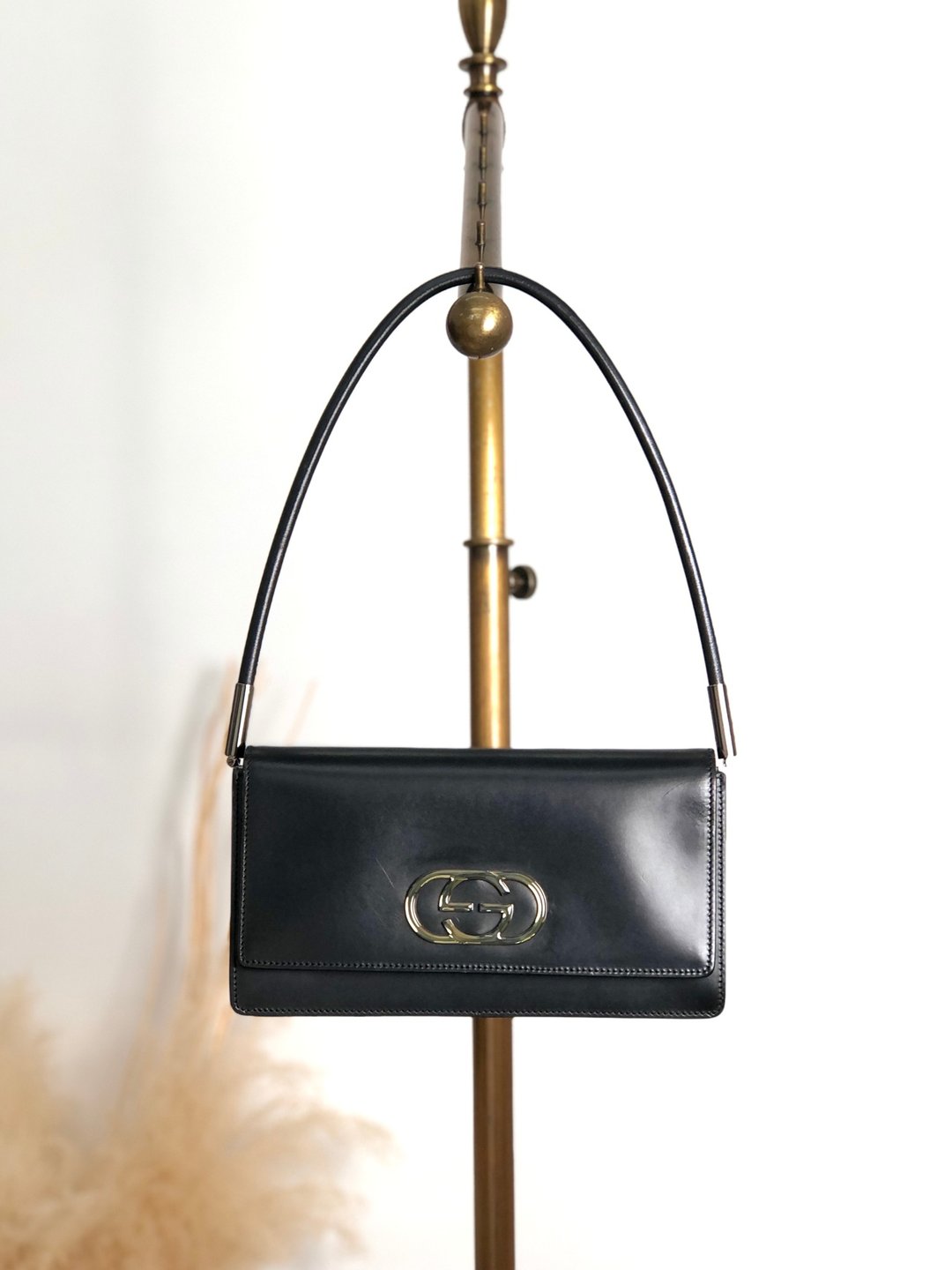 【日本直送 名牌中古包】GUCCI 古驰 侧肩包 黑色 Interlocking 皮革 Semi shoulder bag vintage p4guhx - 侧背包/斜挎包 - 真皮 黑色