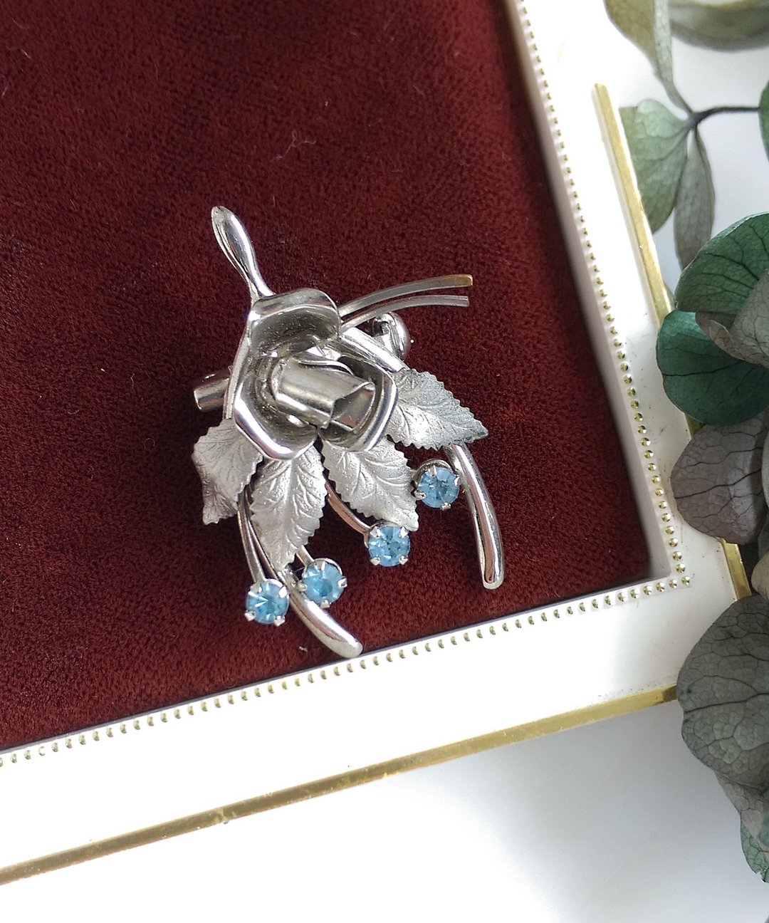Vintage Jewelry 西洋古董饰品 立体 银玫瑰 许愿骨 别针 - 徽章/别针 - 其他金属 金色