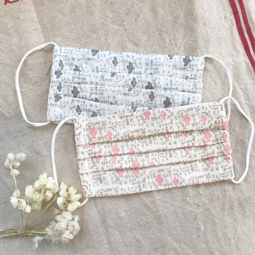 Soft gauze mask (bird) - 口罩 - 棉．麻 粉红色