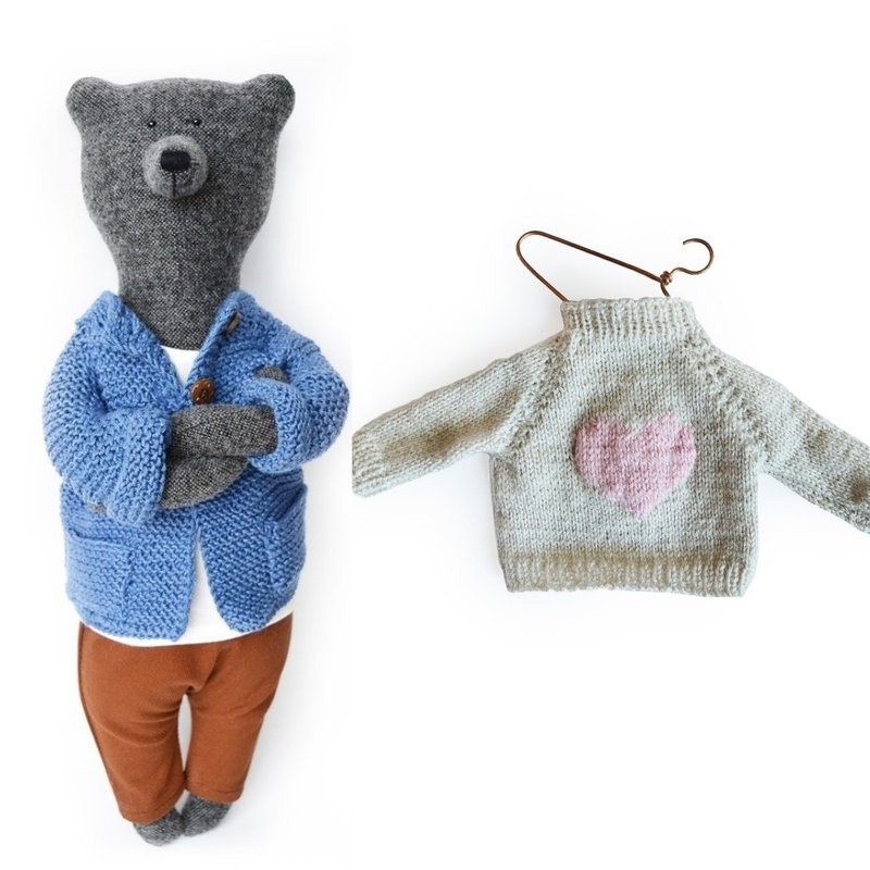 PK bears |马丁熊40cm +爱心毛衣(NT880)I手工时尚熊I - 玩偶/公仔 - 棉．麻 蓝色