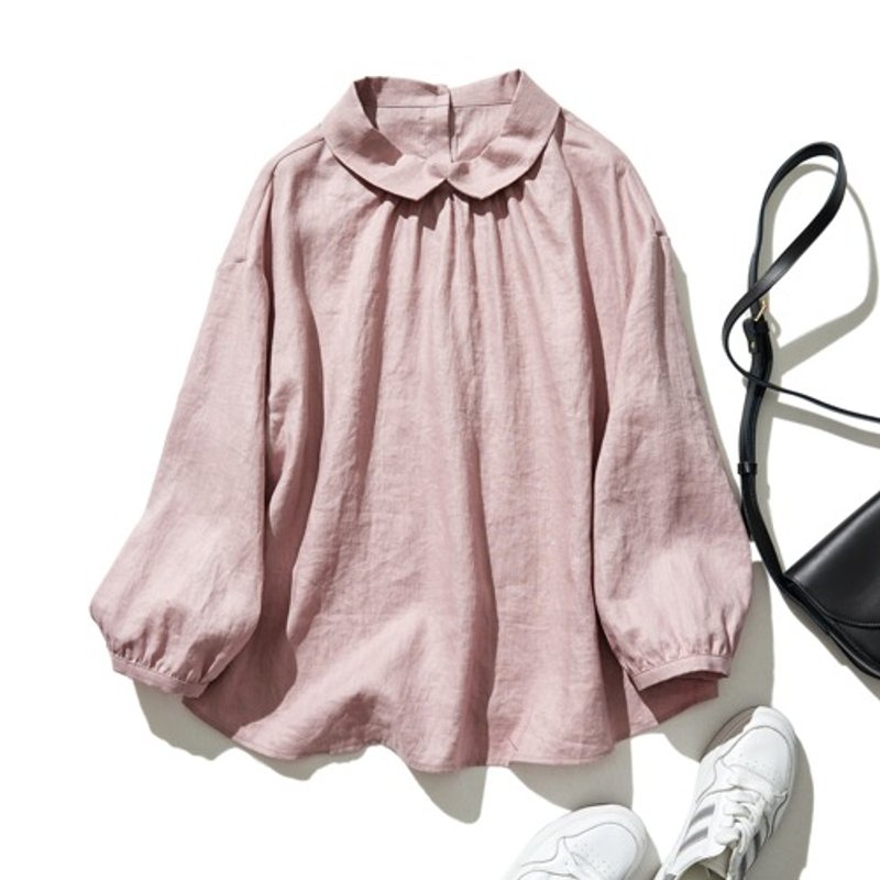 大人感 100%亚麻衬衫 防晒透气 日系简约 薄藤色230503-1 - 女装上衣 - 棉．麻 