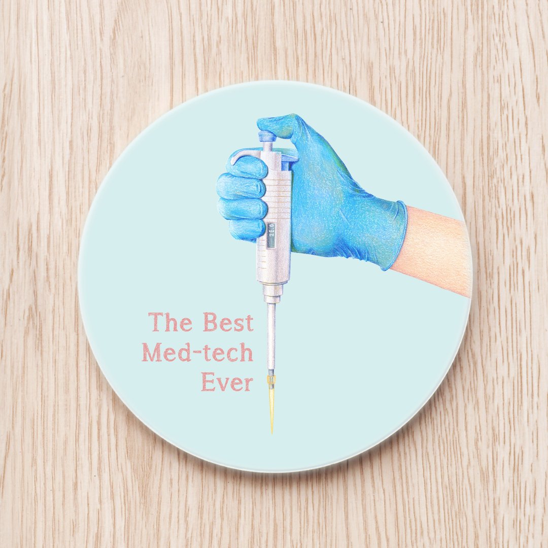 Best Medtech 最佳医检师陶瓷杯垫  pipette 定制 礼物 科学家 - 杯垫 - 瓷 