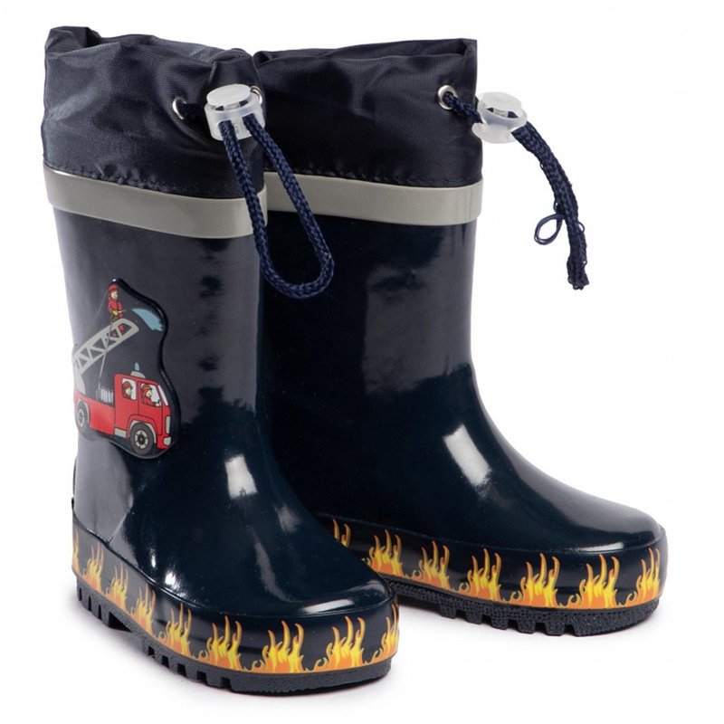 德国PlayShoes 天然橡胶中筒束口式儿童雨鞋-消防车 - 儿童雨衣/雨具 - 橡胶 多色