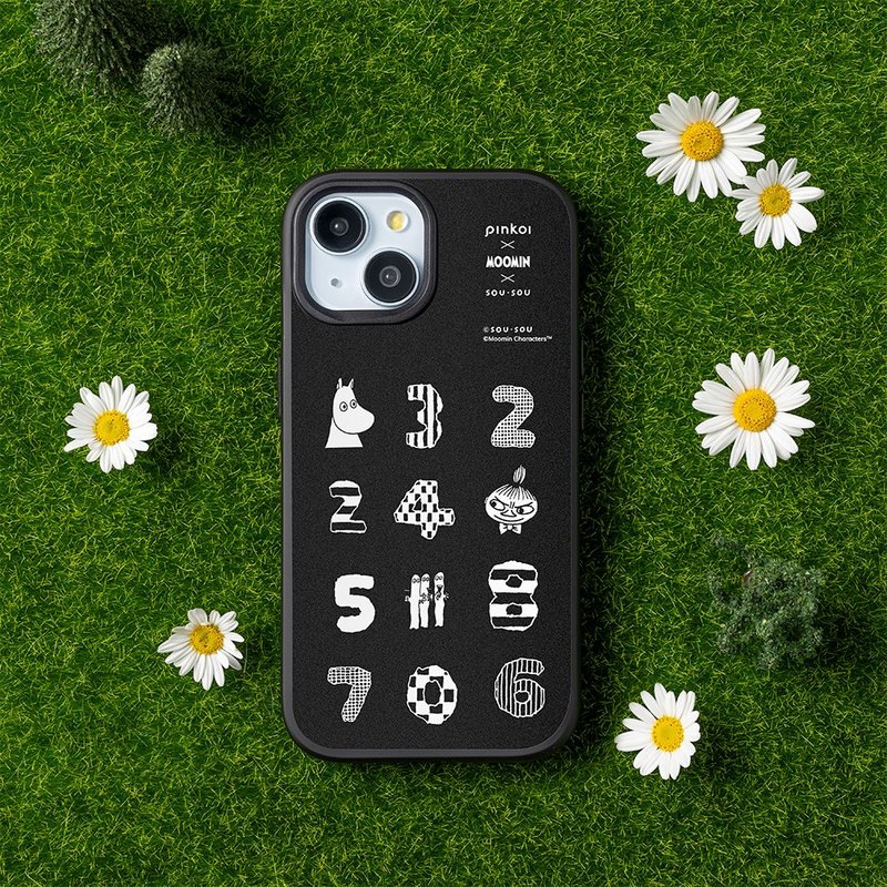 【Moomin x SOU・SOU】SolidX 强化吸震缓冲手机壳|数游-黑白 - 手机壳/手机套 - 塑料 黑色