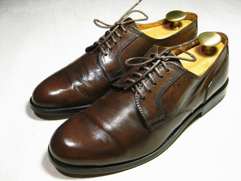 ~后菜园~古着 深棕色素面德比鞋(尺码男款40-41号可穿) - 男款休闲鞋 - 真皮 咖啡色