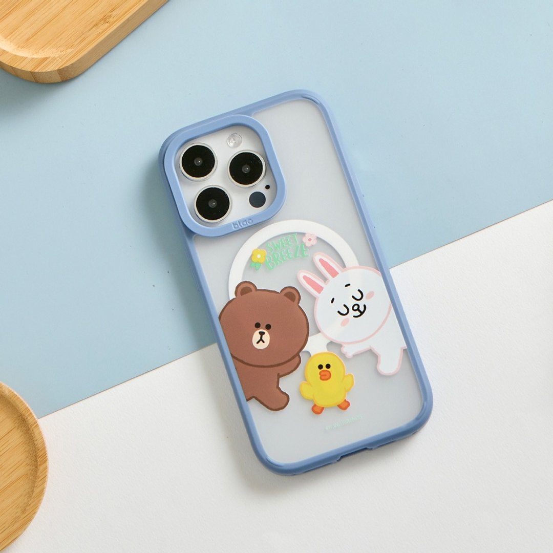 LINE FRIENDS经典-迎风起舞极光雾透MagSafe iPhone手机壳 - 手机壳/手机套 - 塑料 多色